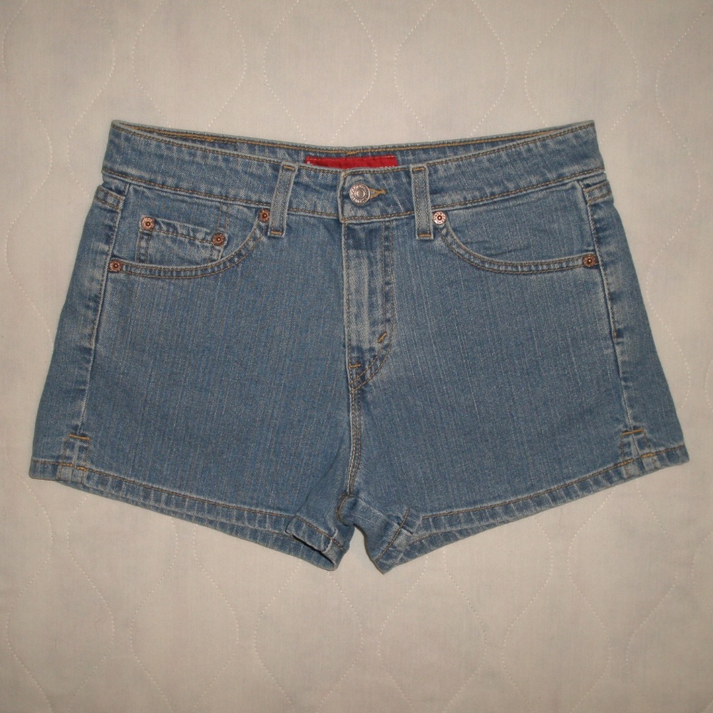 Levis Superlow Stretch Denim Jean Shorts Size 7 Jr